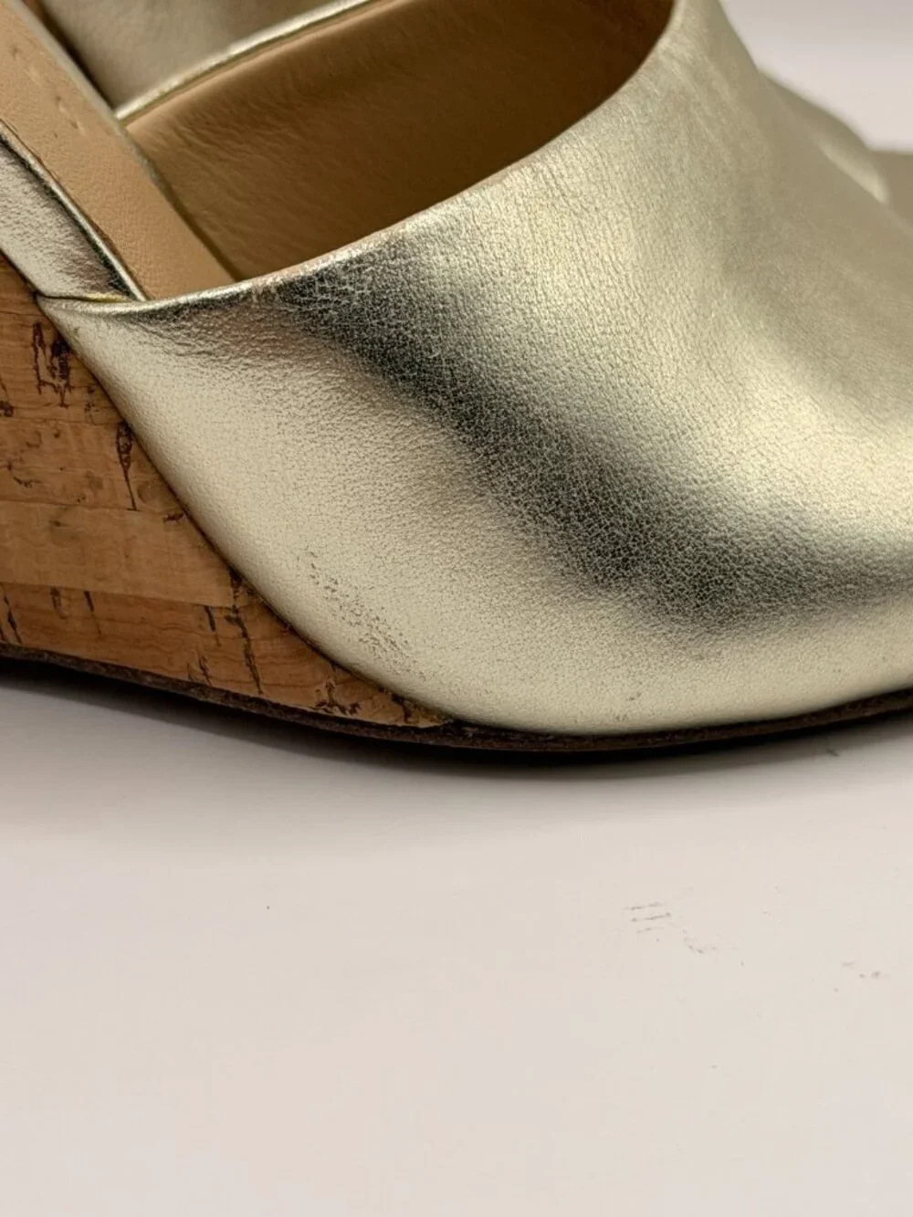 Veronica Beard Womens Dali Metallic Gold Cork Wedge Sandals Sz 6.5 M